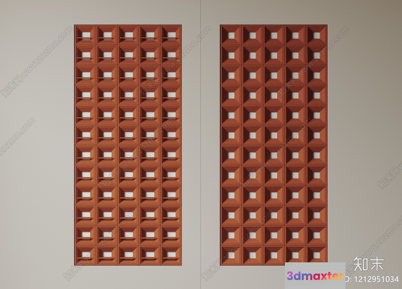 Brown And White Wall Decoration 3D Model - 22328 - VRAY Render