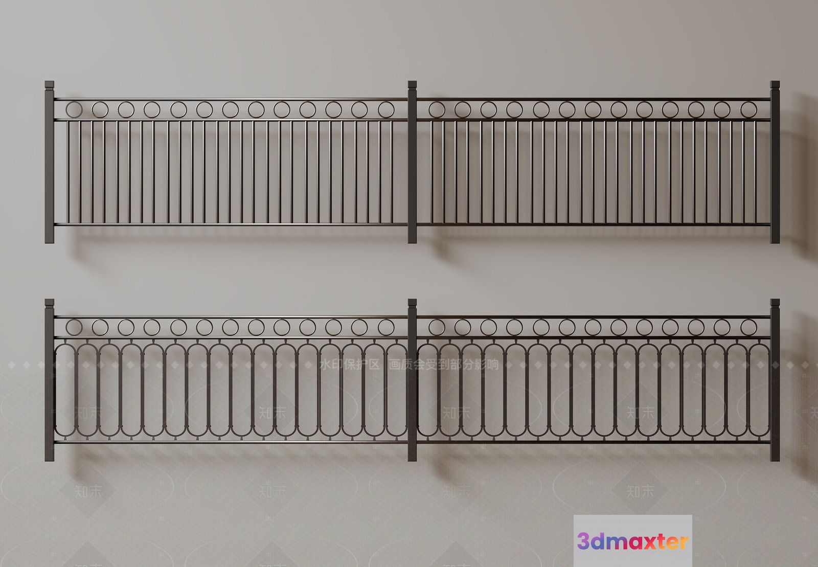 A Decorative Metal Railing 3D Model - 2783 - VRAY Render