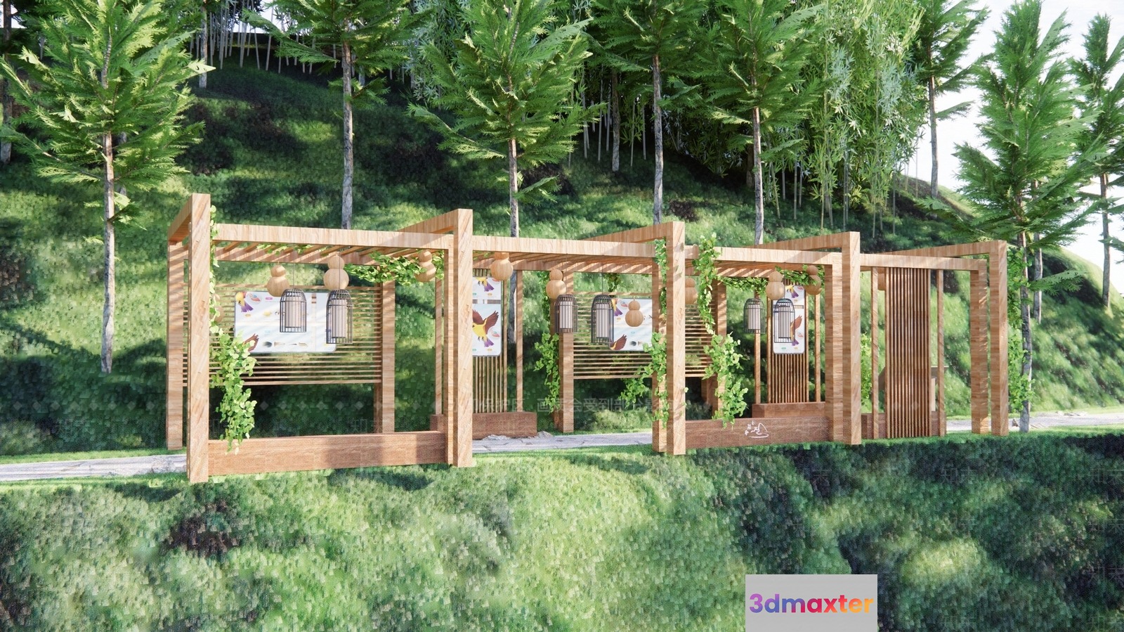 A Wooden Bird Aviary 3D Model - 13691 - VRAY Render