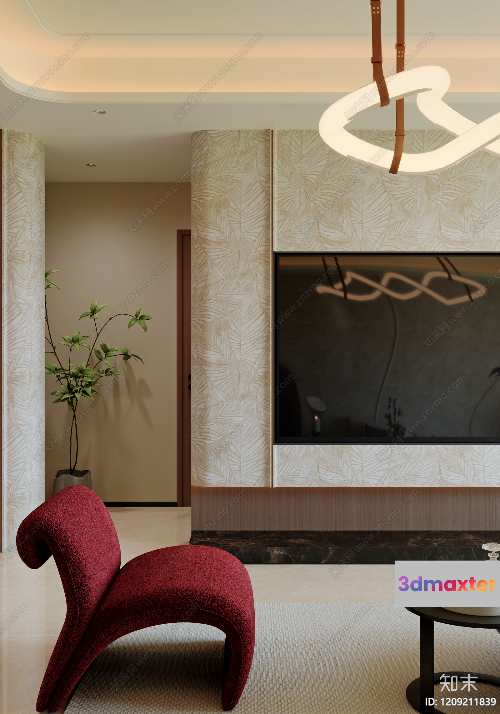 Modern Living Room 3D Model - 3570 - VRAY Render