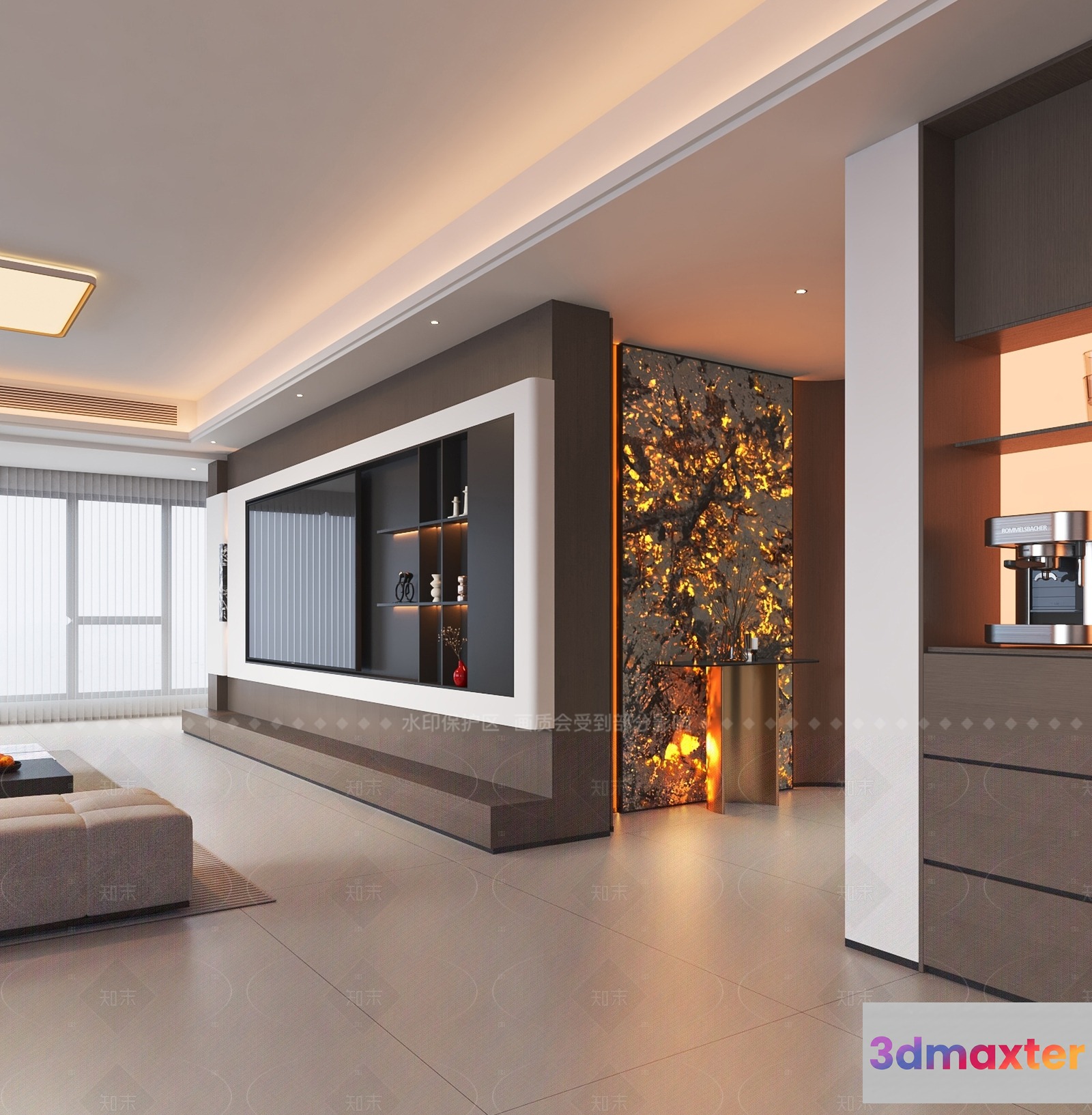 Modern Living Room 3D Model - 11704 - VRAY Render