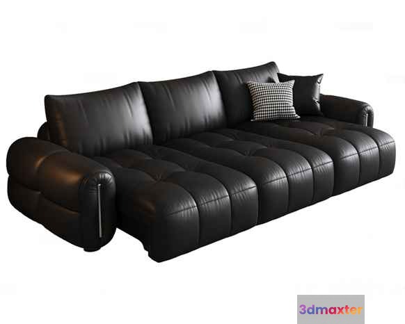 Black Leather Sofa 3D Model - 12034 - CORONA Render