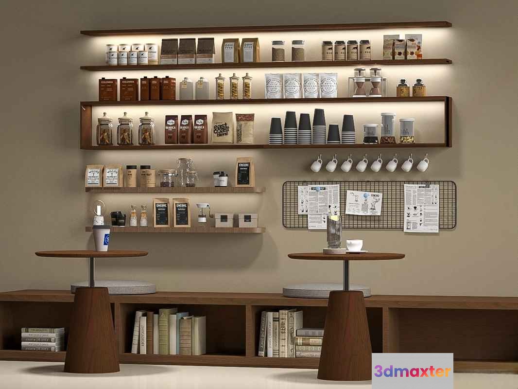 A Coffee Shop Interior 3D Model - 10914 - VRAY Render