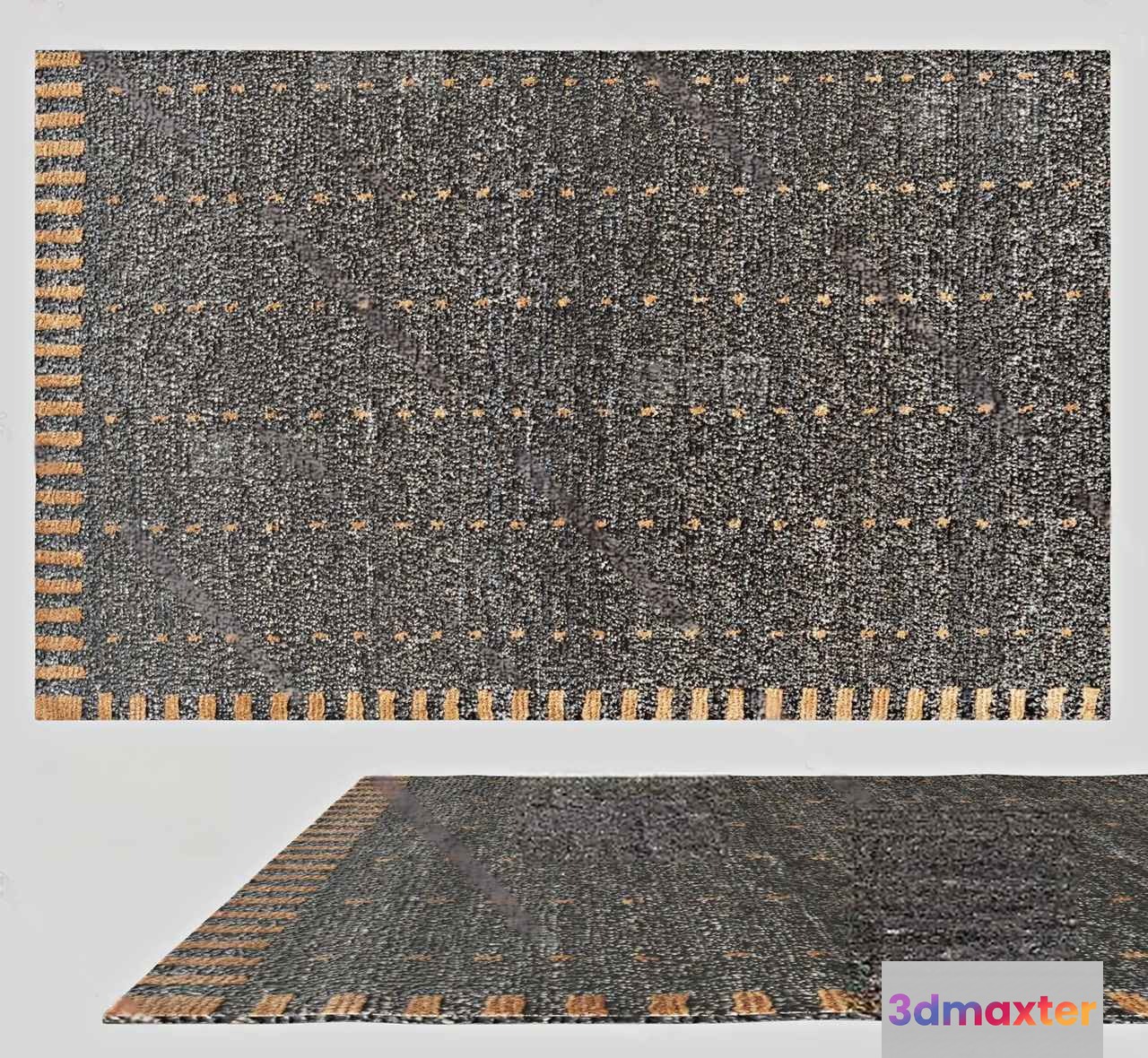 Gray Rug With Tan Border 3D Model - 20627 - CORONA Render