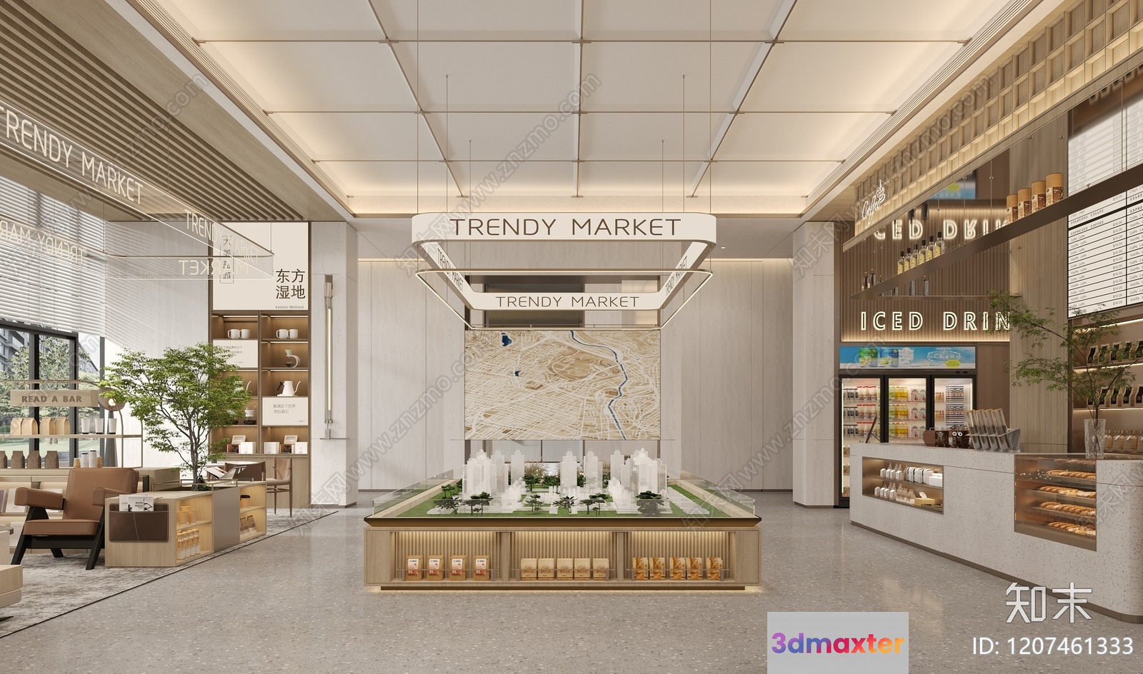 A Modern Market Interior 3D Model - 10417 - VRAY Render