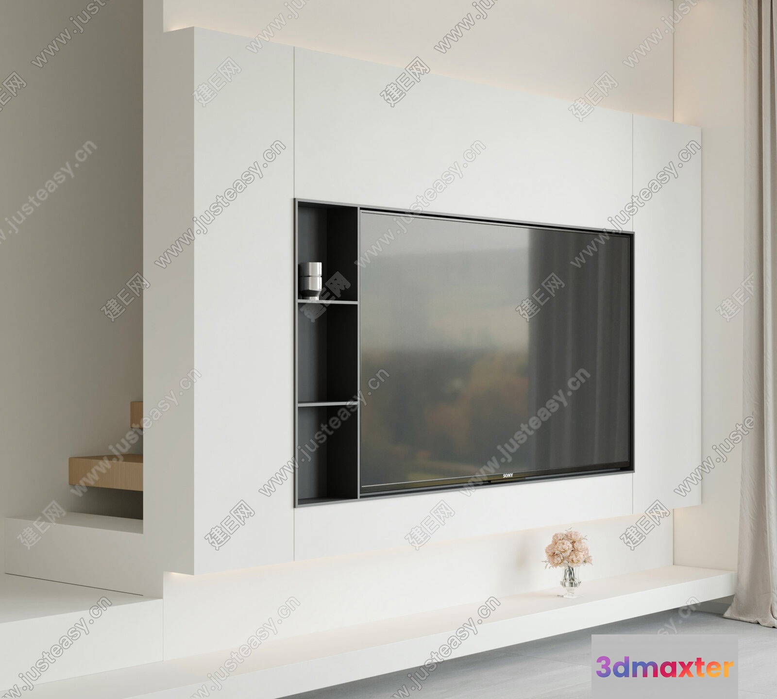 Modern Tv Wall Unit 3D Model - 9783 - VRAY Render
