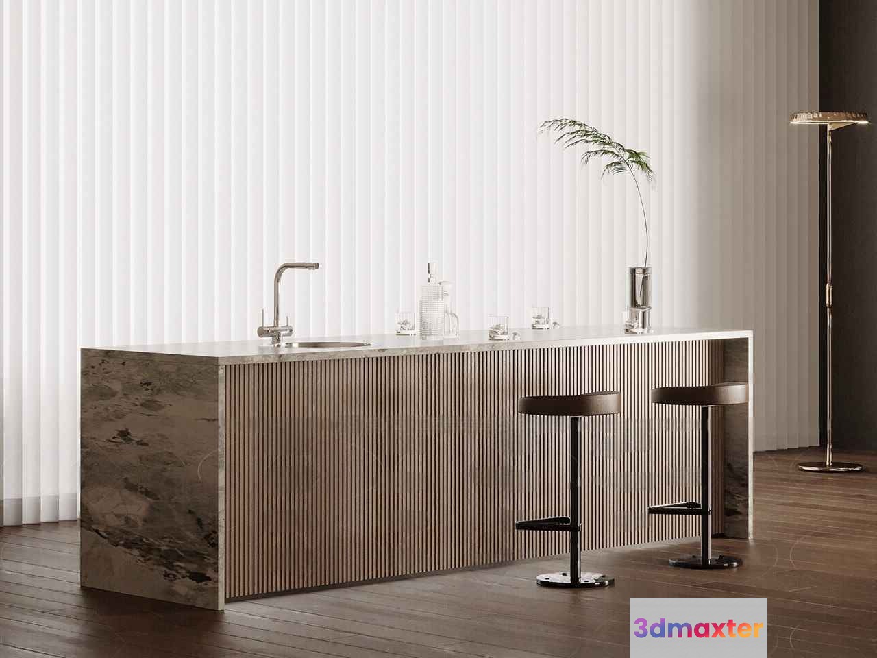 Modern Kitchen Island 3D Model - 11137 - VRAY Render