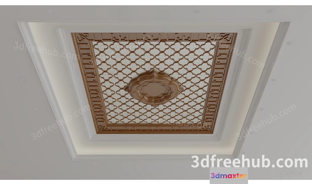 A 3D Model Of A Ceiling With A Decorative Design 3D Model - 18561 - VRAY Render