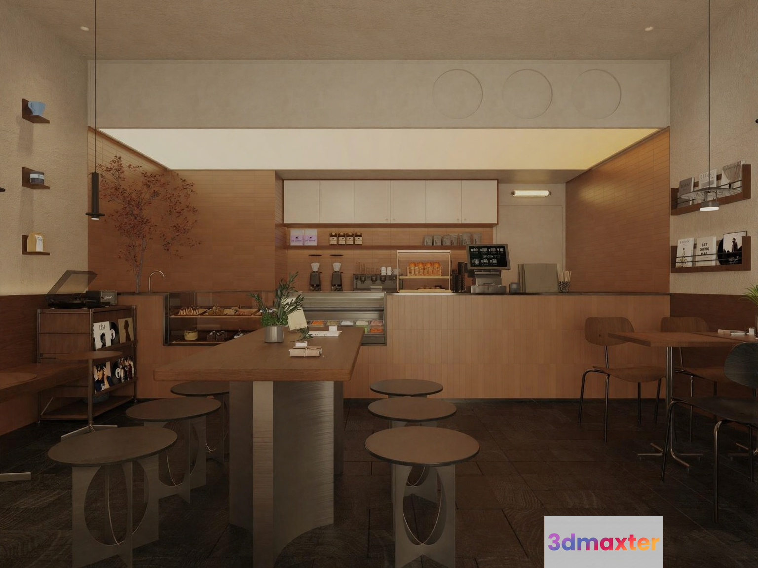 A Modern Cafe Interior 3D Model - 1796 - VRAY Render