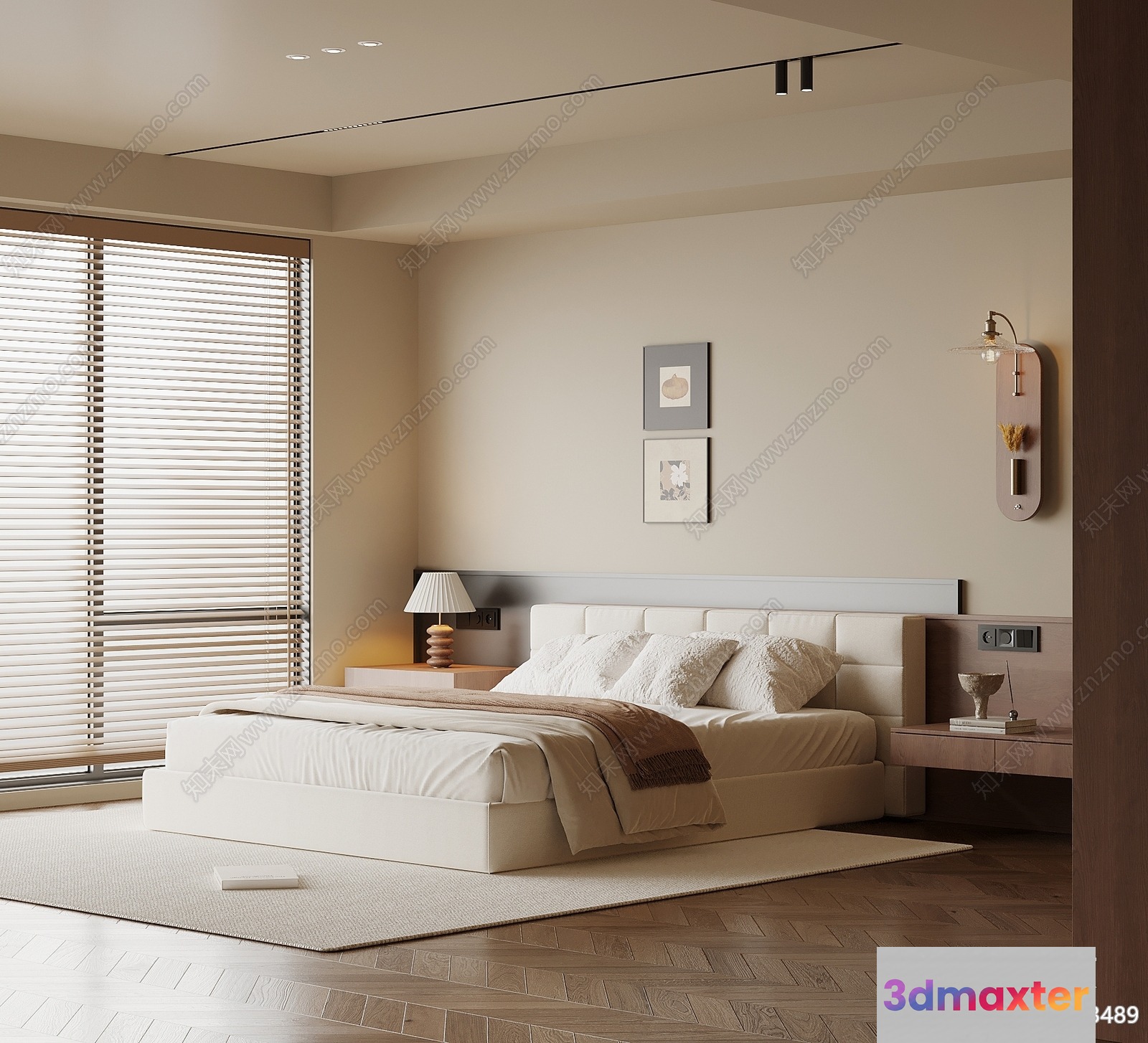 Modern Minimalist Bedroom 3D Model - 15523 - VRAY Render