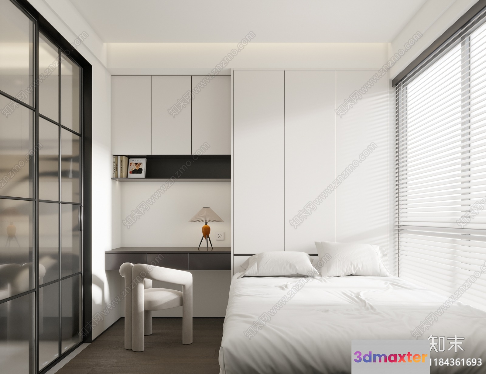 White Bedroom 3D Model - 12320 - CORONA Render