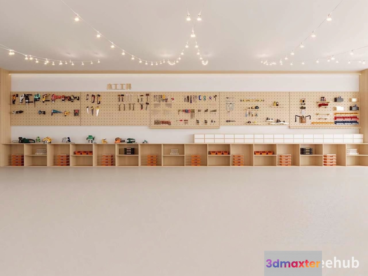 Wooden Shelving Unit 3D Model - 18856 - VRAY Render
