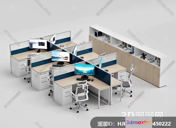 Modern Office Cubicles 3D Model - 5600 - VRAY Render