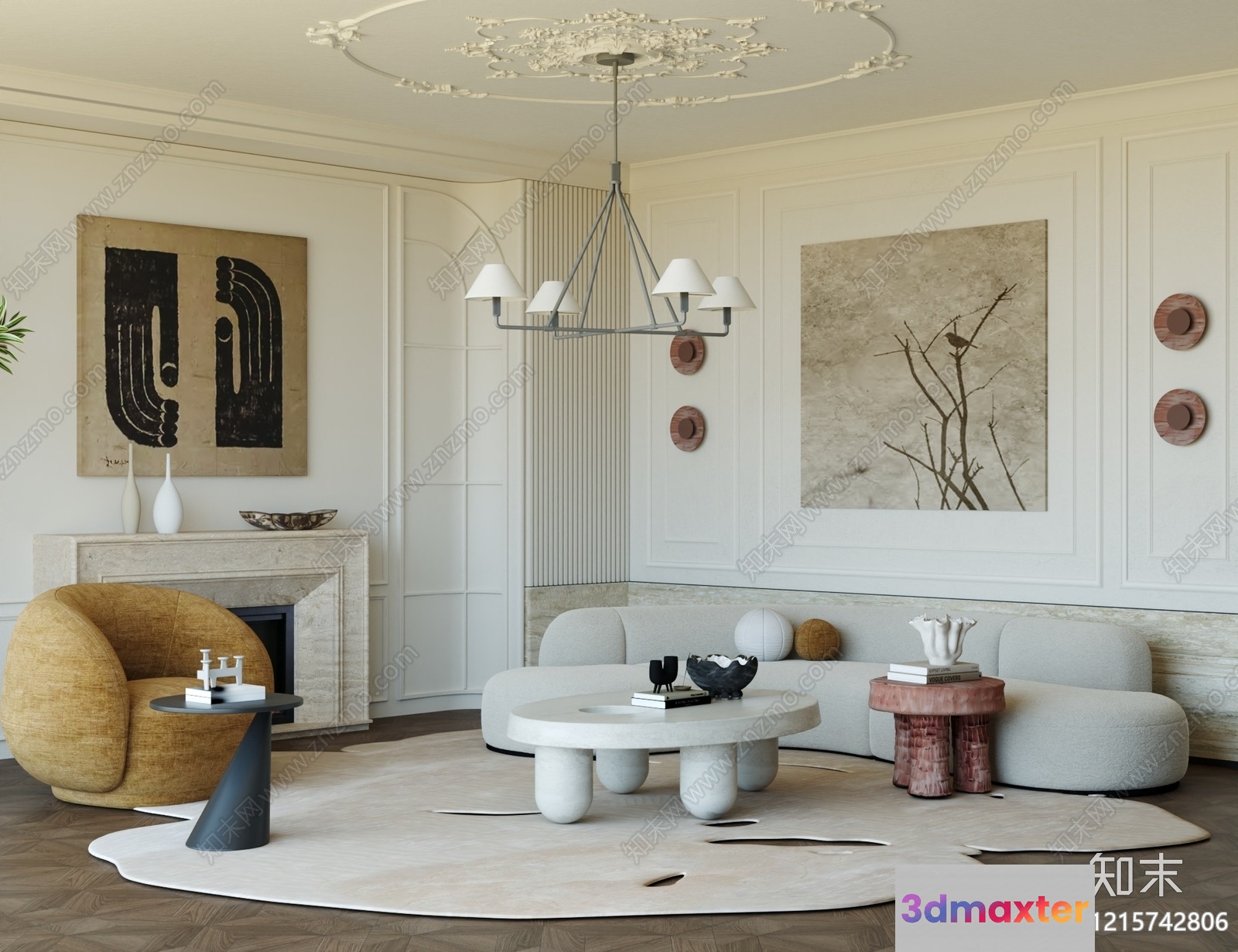 Modern Living Room 3D Model - 11710 - VRAY Render