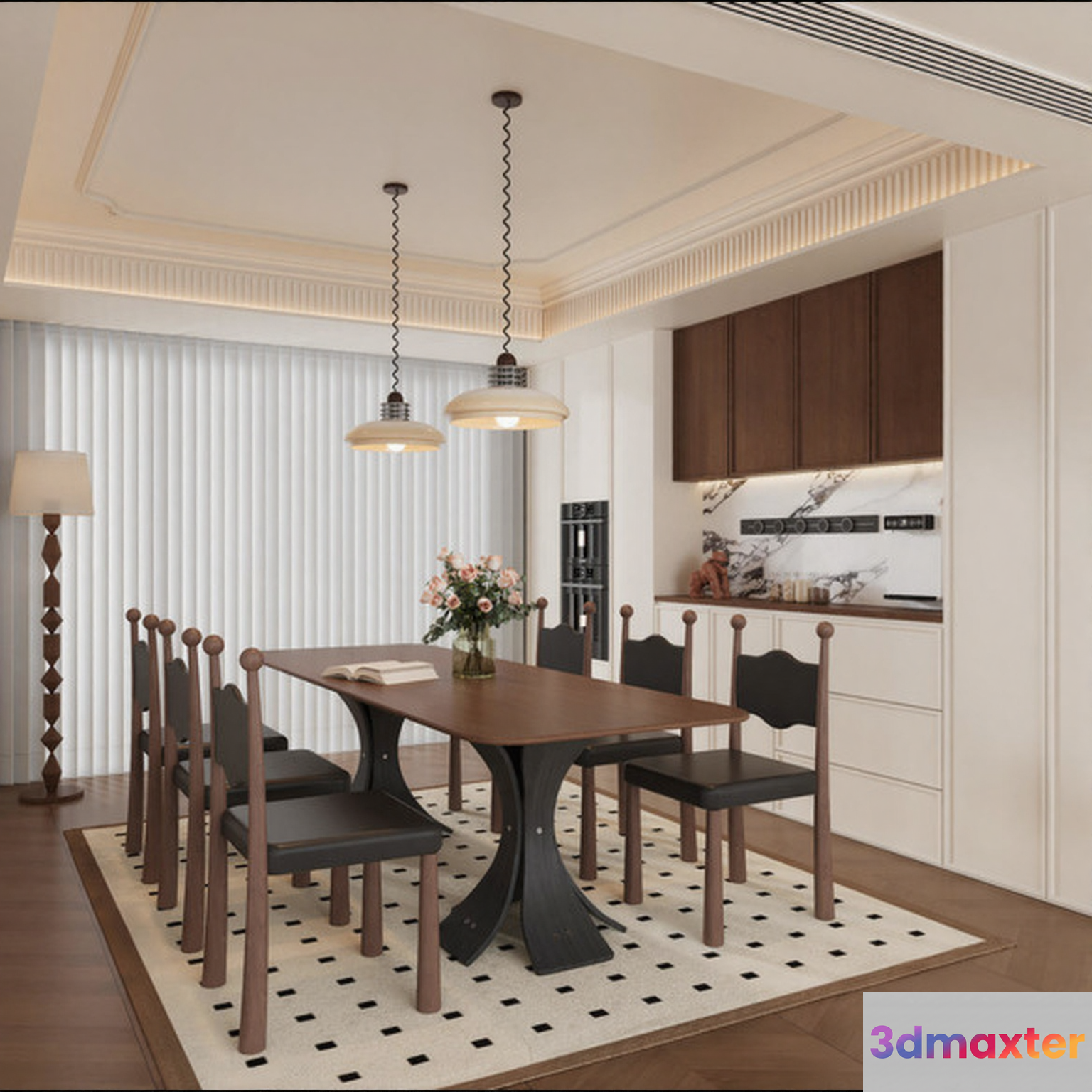 Modern Dining Room 3D Model - 18198 - CORONA Render