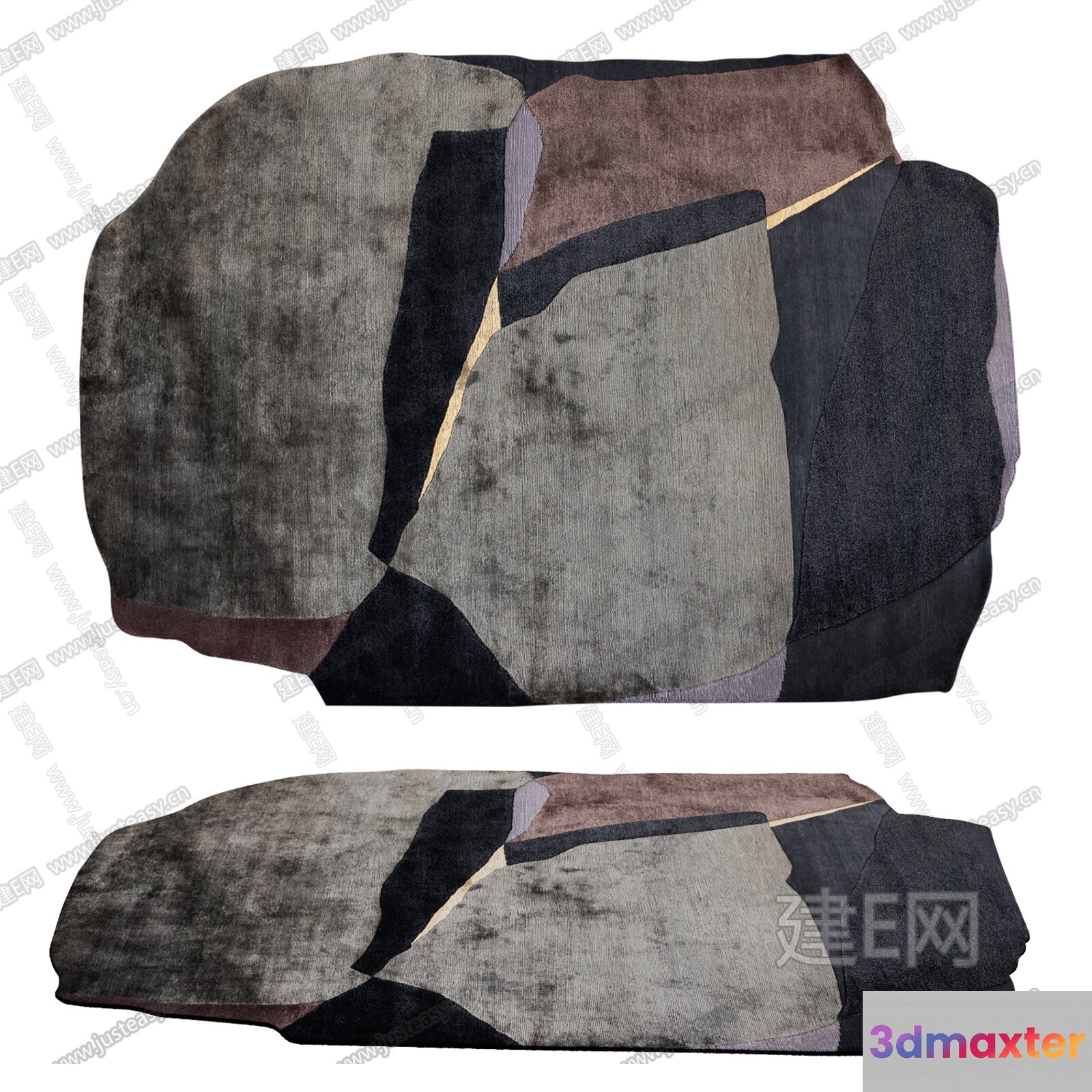 A Brown And Grey Rug With A Unique Design 3D Model - 10844 - VRAY Render