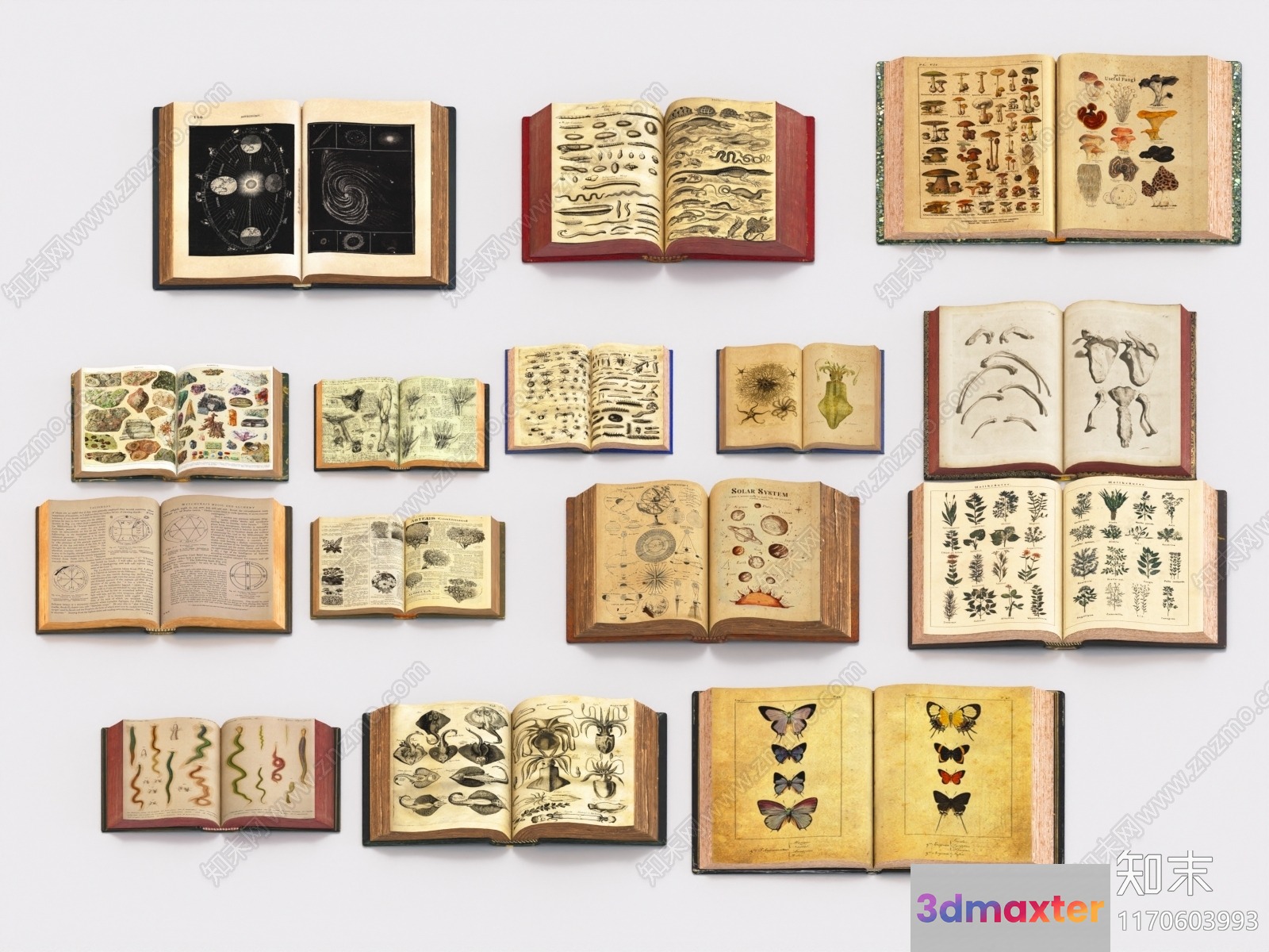 Old Vintage Books 3D Model - 4236 - VRAY Render