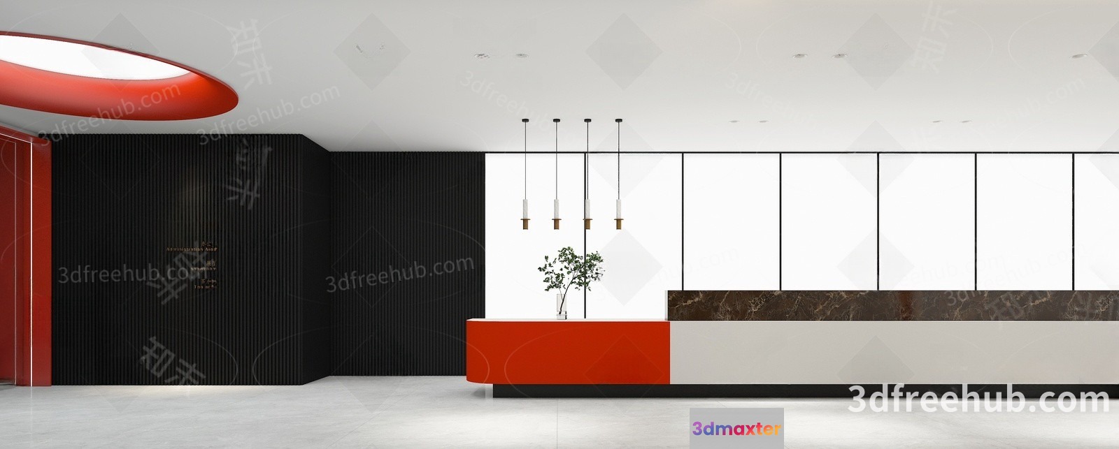 Modern Office Reception Area 3D Model - 19904 - VRAY Render
