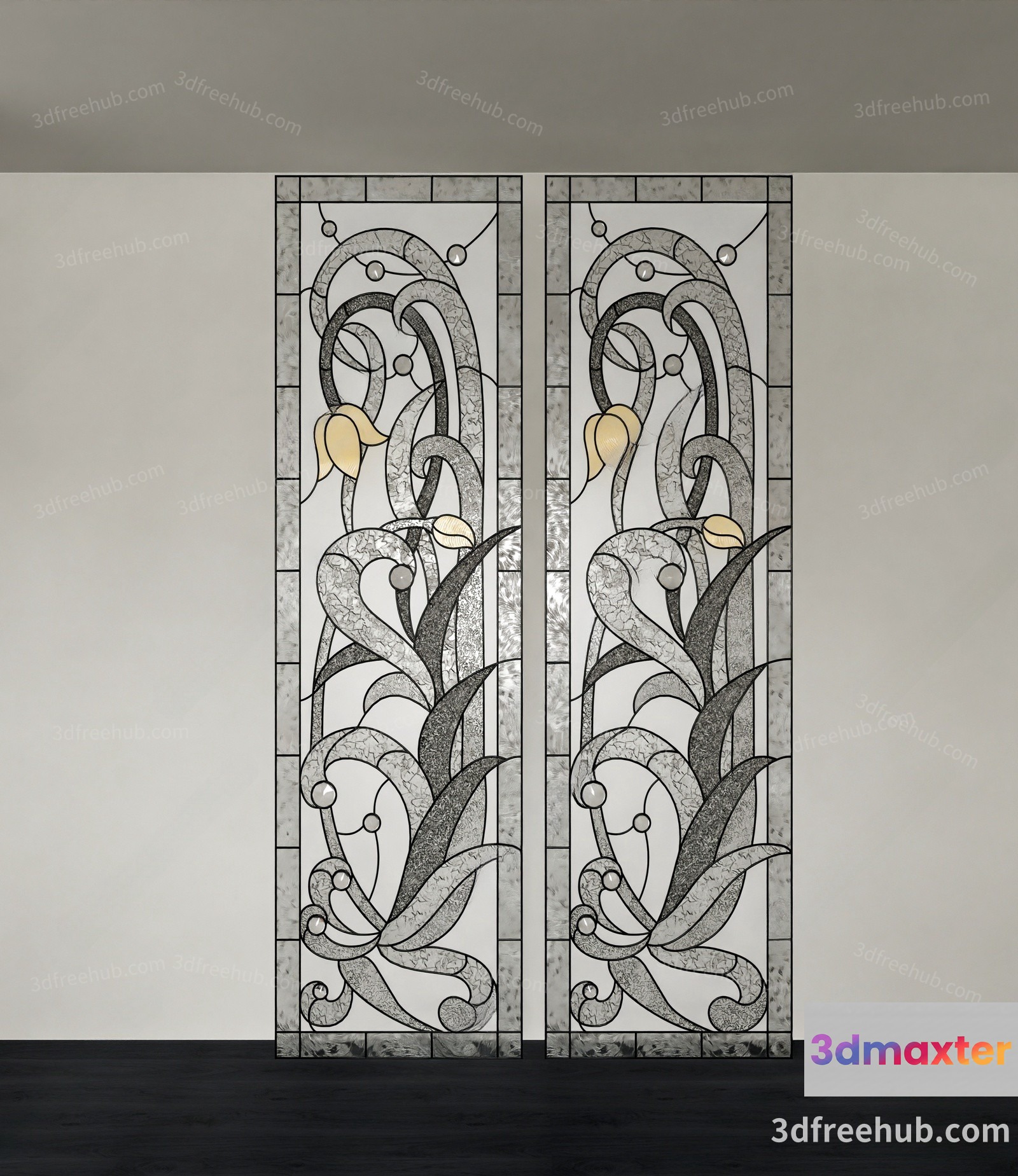Artistic Stained Glass Panels 3D Model - 20941 - VRAY Render