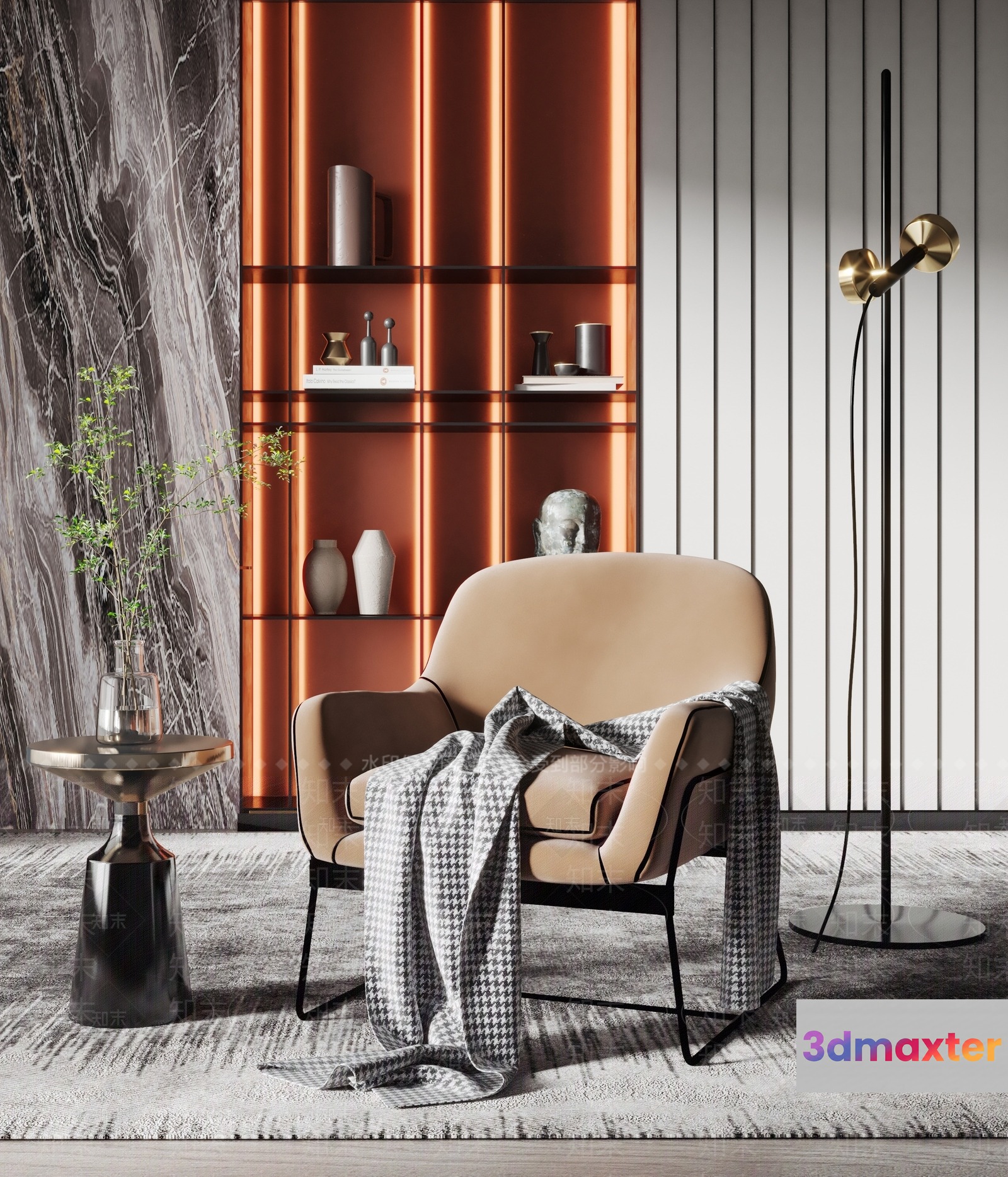 Modern Living Room 3D Model - 22050 - VRAY Render