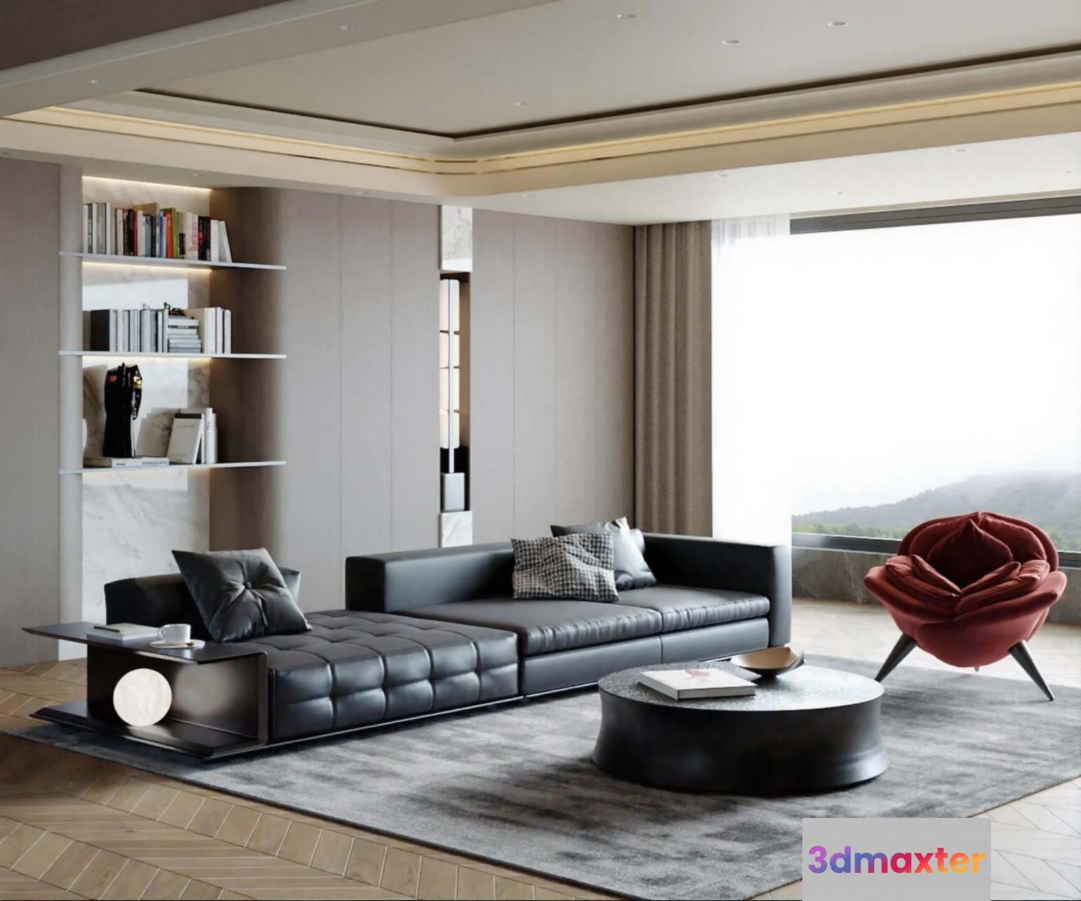 Modern Living Room 3D Model - 2558 - CORONA Render