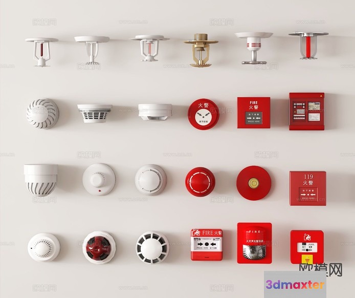 Fire Alarms. They Are Red 3D Model - 13922 - VRAY Render