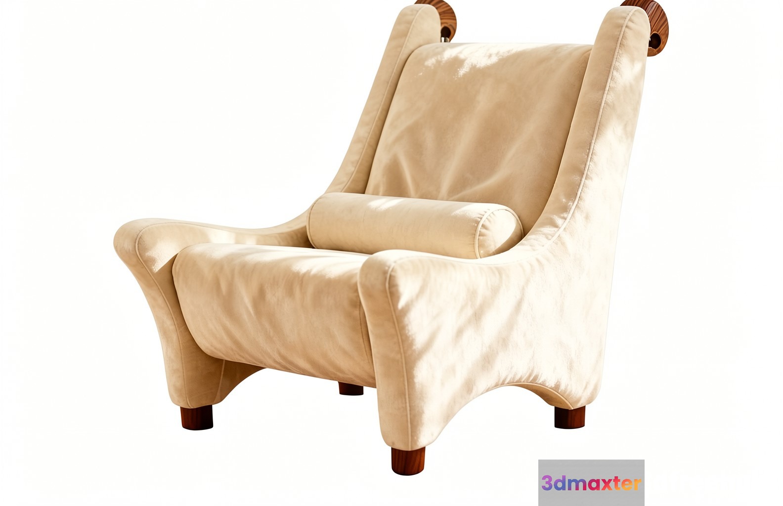 Beige Velvet Chair 3D Model - 22640 - VRAY Render
