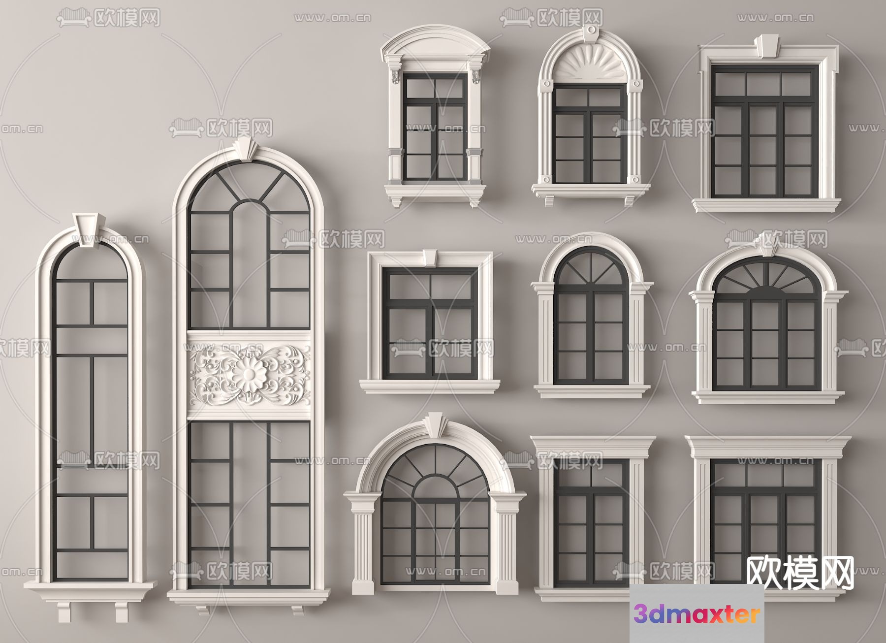 White Window Frames 3D Model - 9021 - VRAY Render