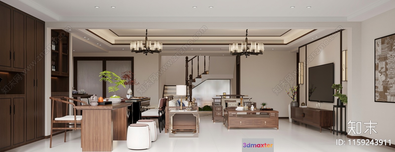 Modern Living Room 3D Model - 10879 - VRAY Render