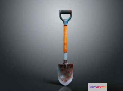 A Shovel With An Orange Handle 3D Model - 13612 - VRAY Render