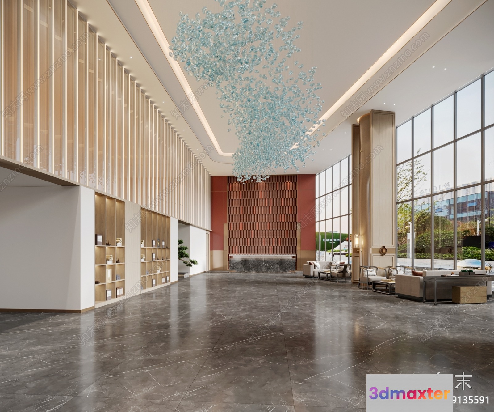 Modern Luxury Lobby 3D Model - 5551 - CORONA Render