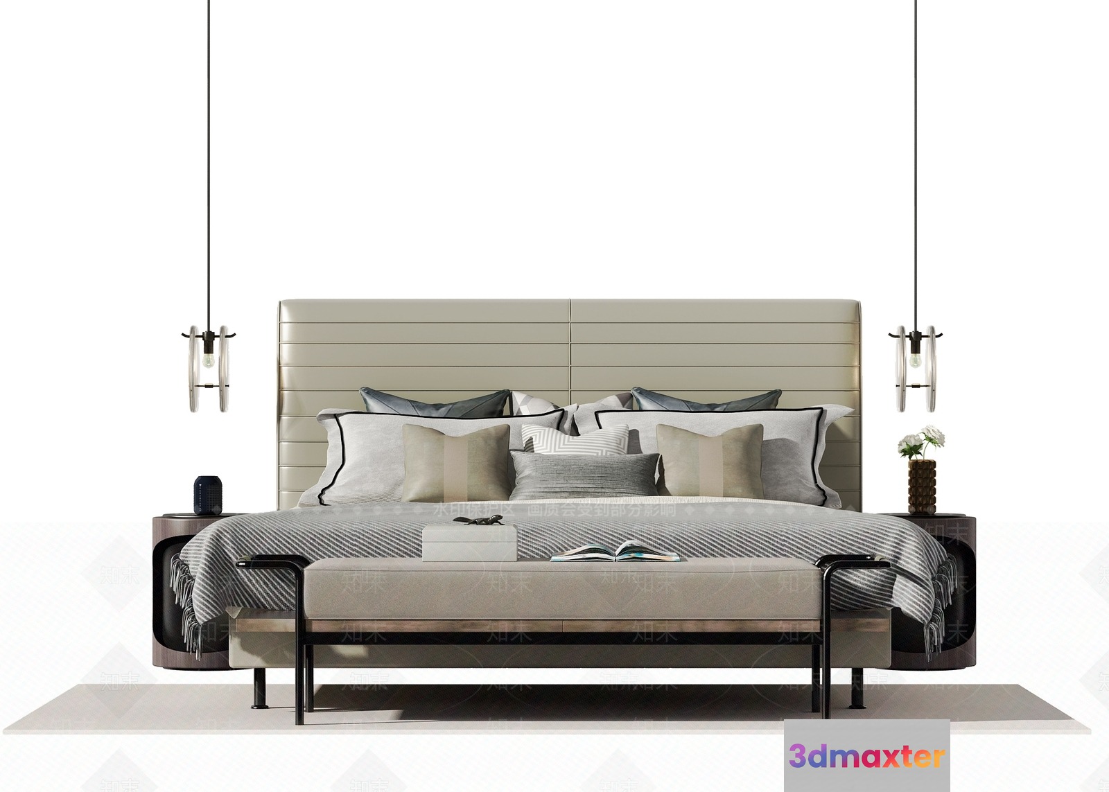 Modern Bed Frame 3D Model - 1018 - VRAY Render