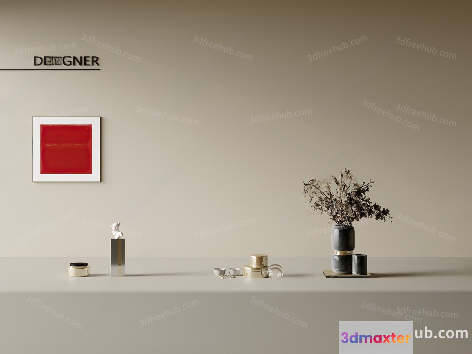 A Minimalist Art Display 3D Model - 18843 - VRAY Render