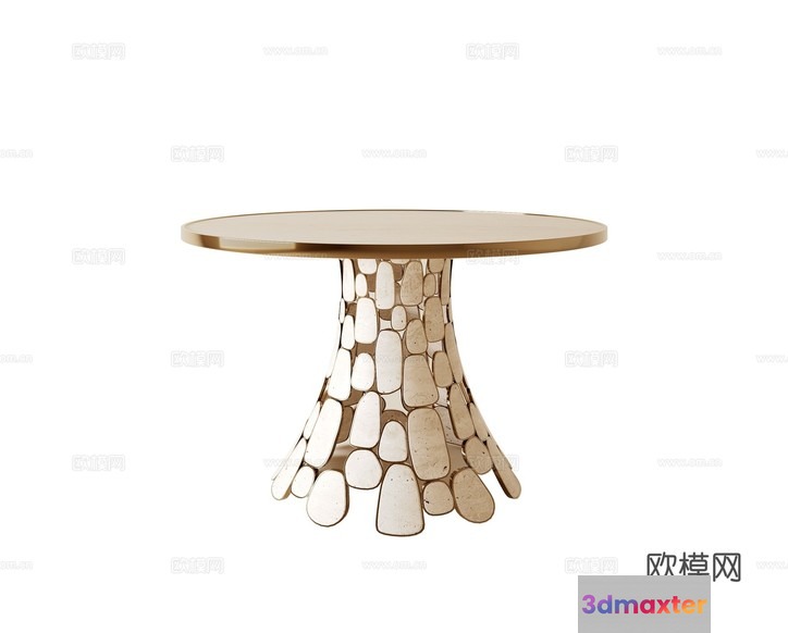 A Round Table With A Unique Base 3D Model - 17521 - CORONA Render