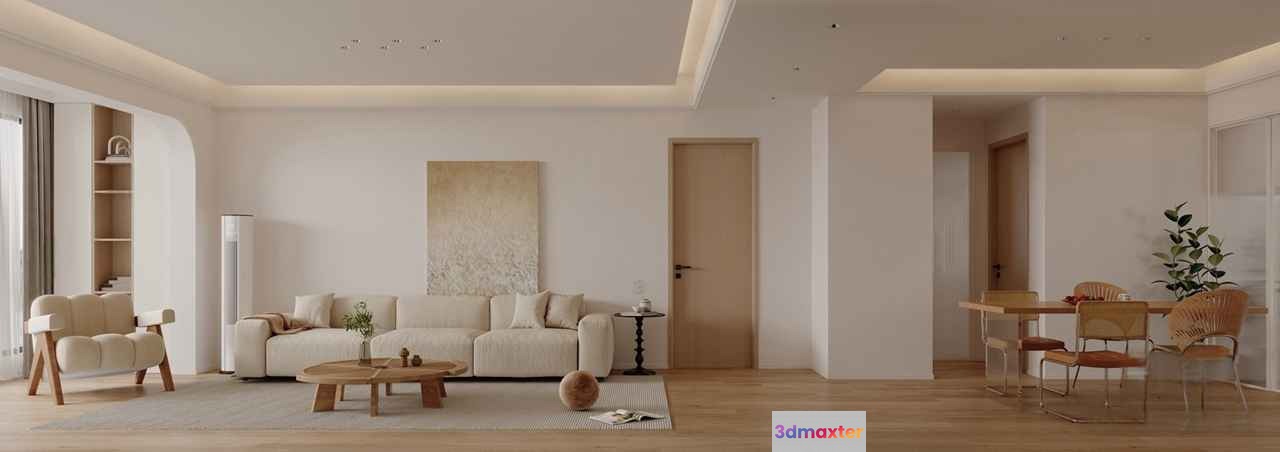Modern Living Room 3D Model - 12491 - VRAY Render