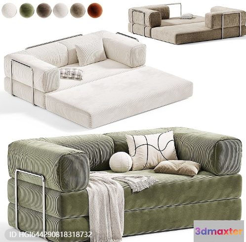 Modern Corduroy Sofa 3D Model - 11677 - VRAY Render