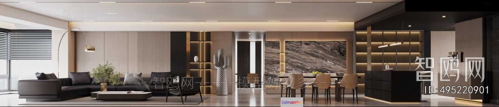 Modern Living Room 3D Model - 16583 - VRAY Render