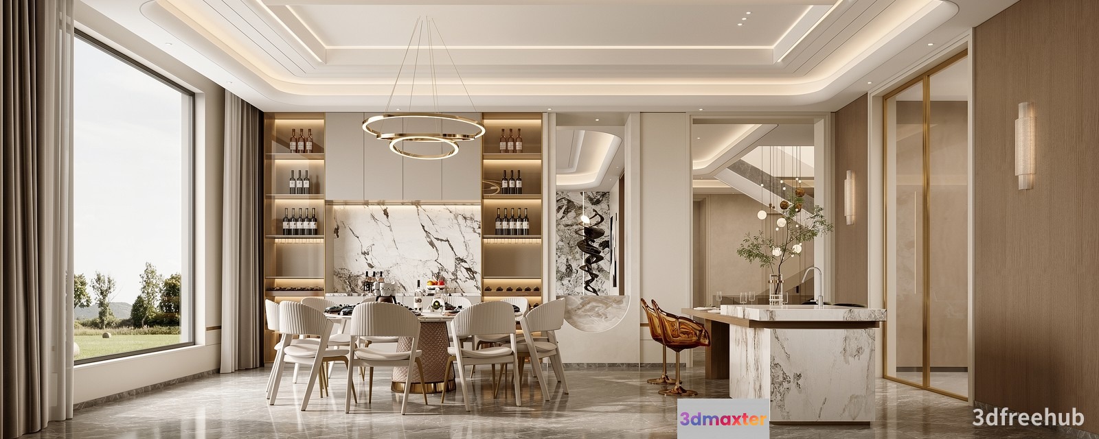 Modern Dining Room 3D Model - 19712 - VRAY Render