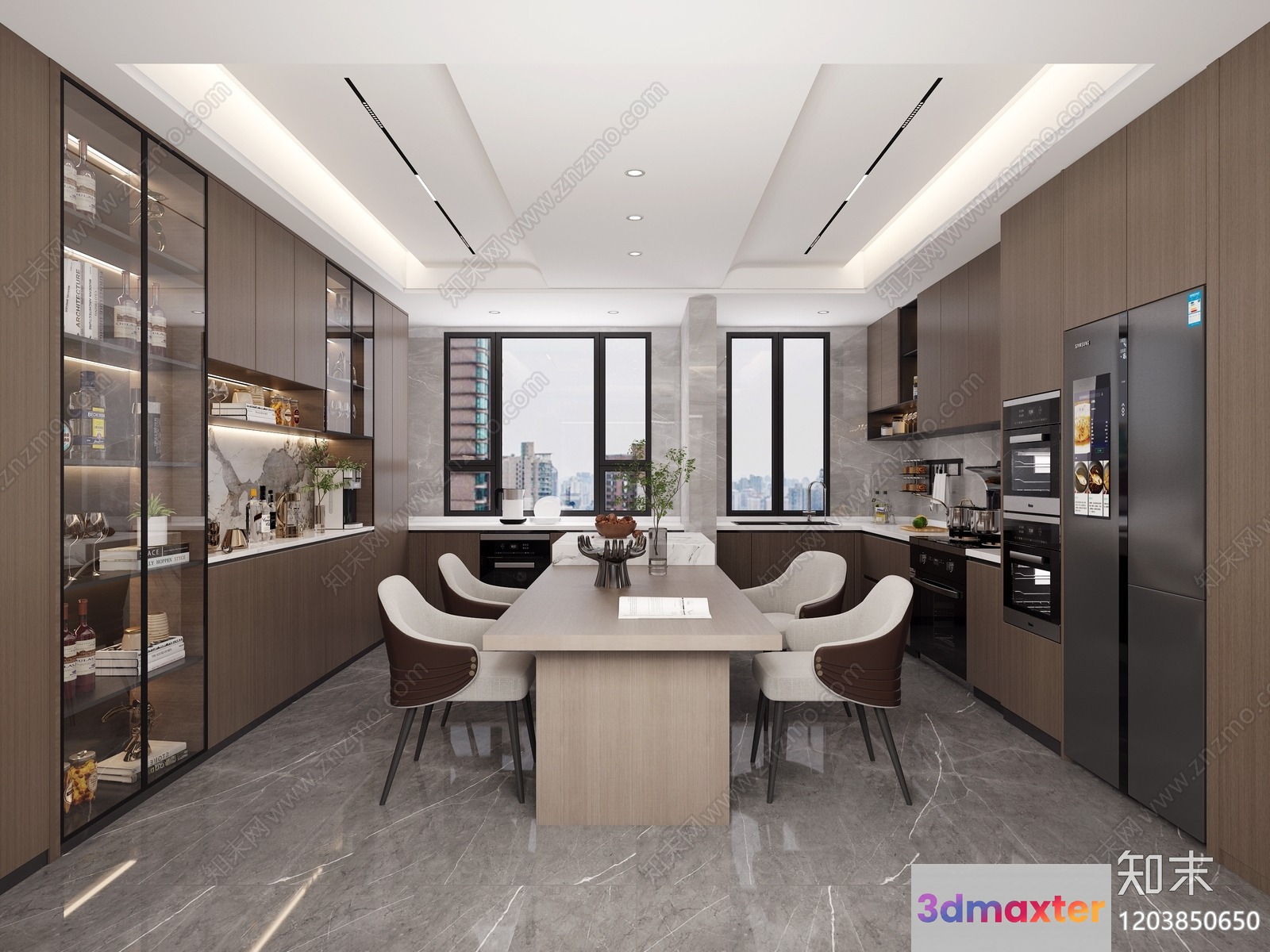 Modern Dining Room 3D Model - 18363 - VRAY Render