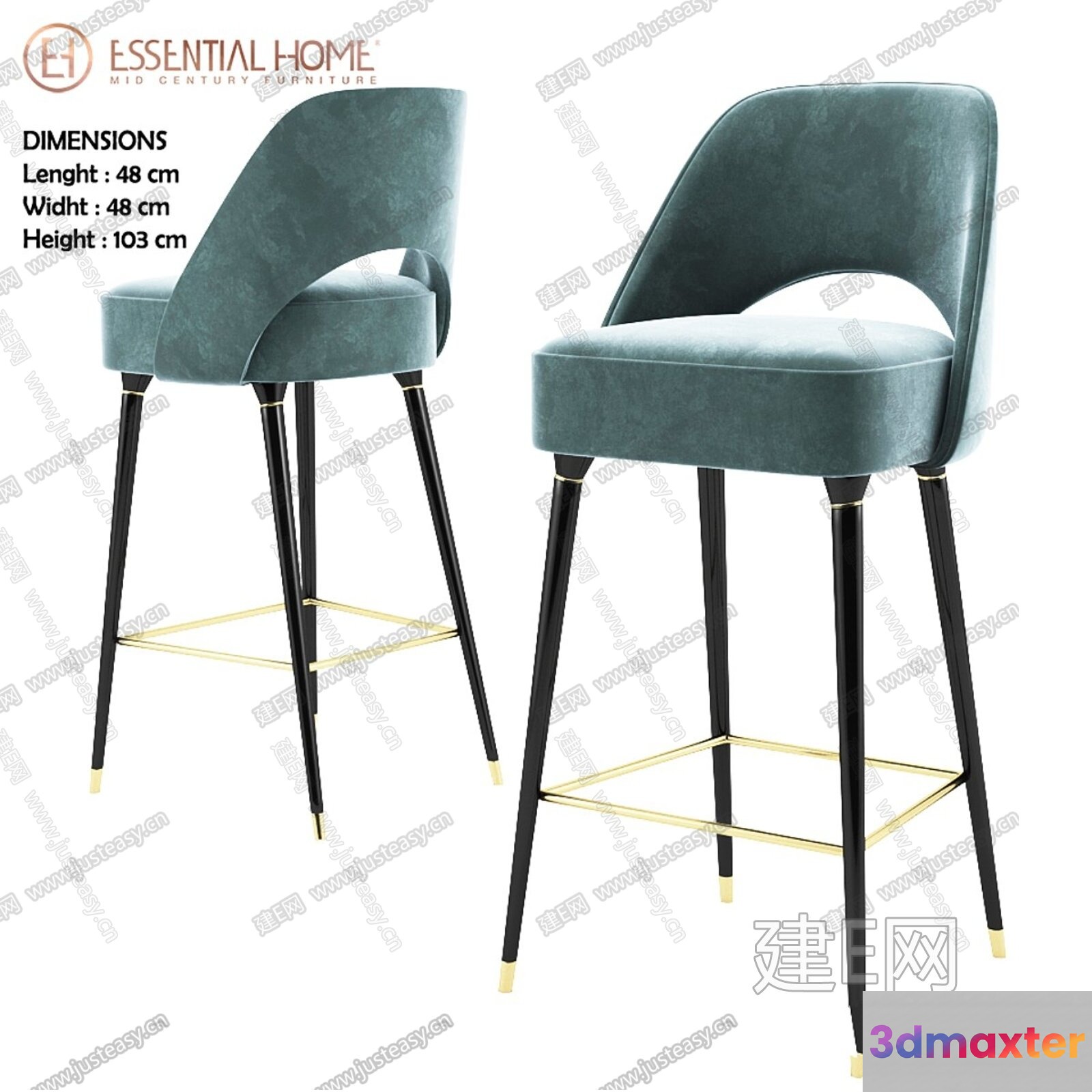 Modern Bar Stool 3D Model - 8329 - VRAY Render