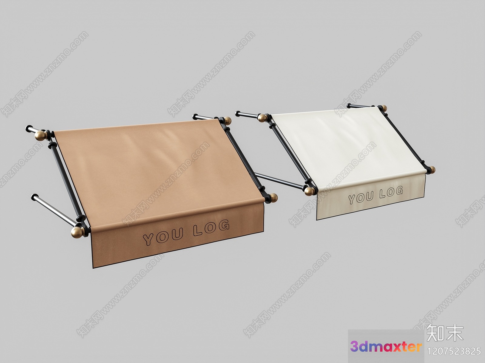 A Beige And White Storage Box With A Metal Frame 3D Model - 3557 - VRAY Render