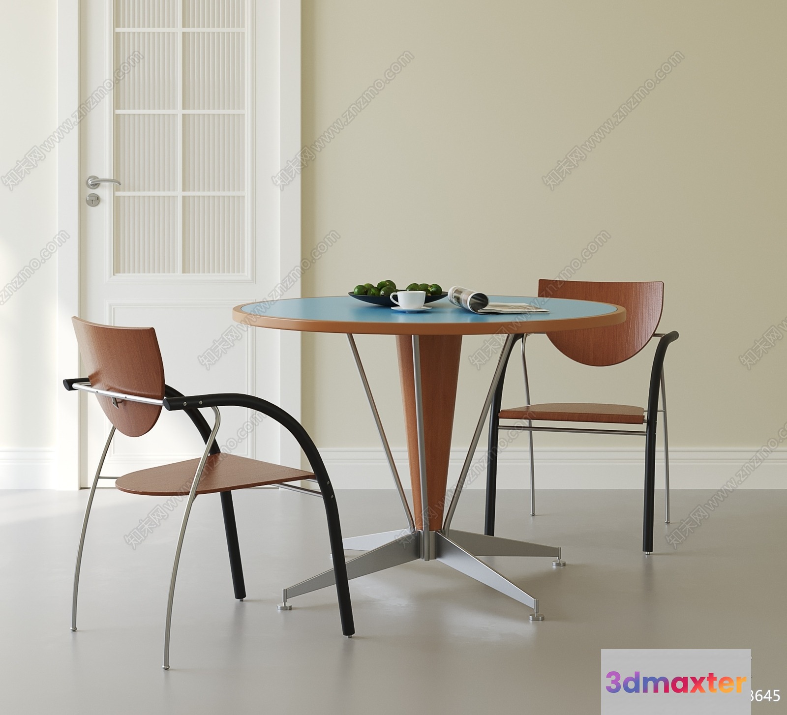 A Round Table And Two Chairs 3D Model - 10440 - VRAY Render