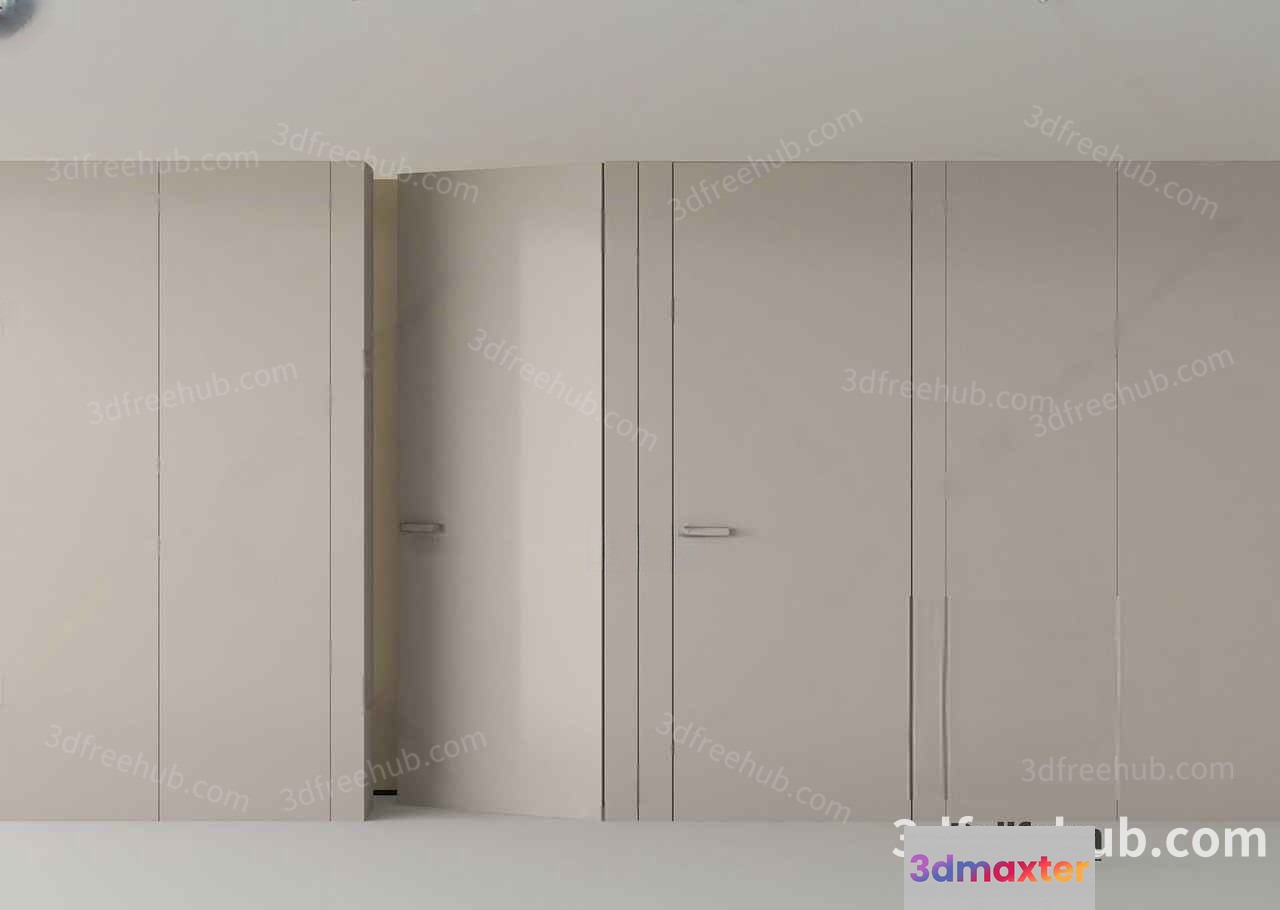 The Main Subject In This Image Is A Set Of Beige Closet Doors 3D Model - 19144 - VRAY Render