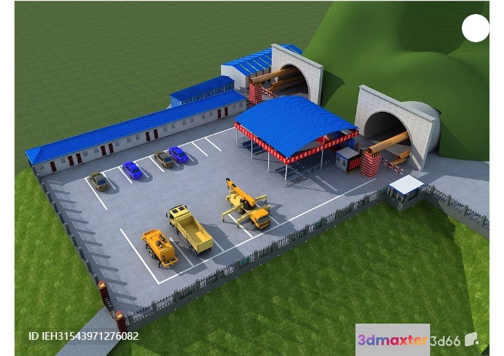 A 3D Rendering Of A Building With A Parking Lot 3D Model - 5136 - VRAY Render