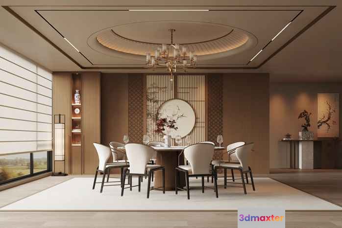 Modern Dining Room 3D Model - 2587 - VRAY Render