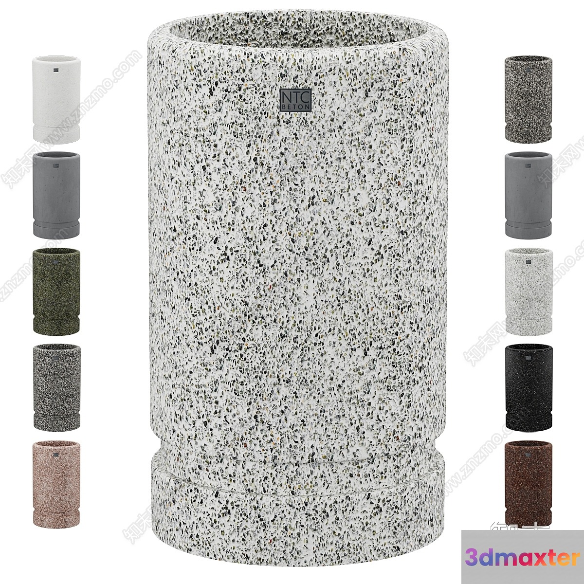 Large Cylindrical Concrete Planter 3D Model - 5906 - CORONA Render
