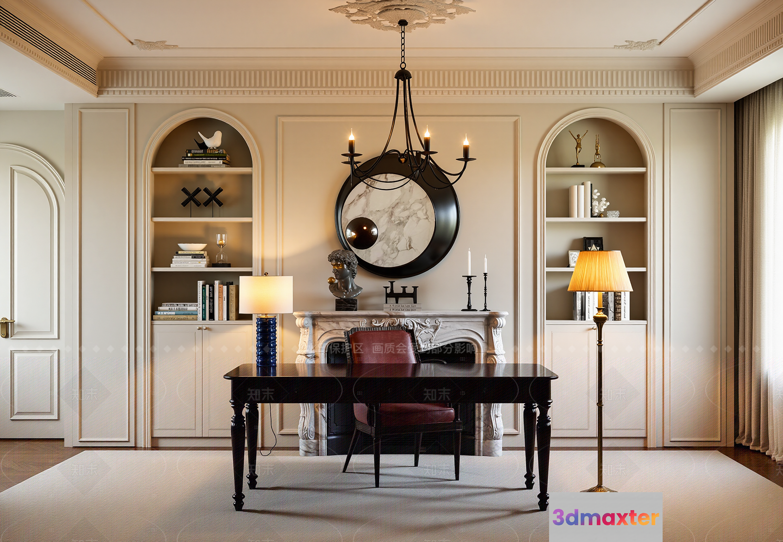Elegant Home Office 3D Model - 16087 - VRAY Render