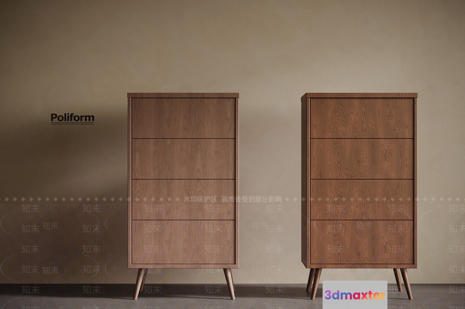 Mid-Century Modern Dressers 3D Model - 12504 - VRAY Render