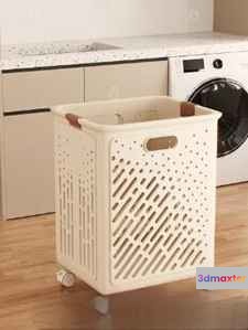 White Laundry Basket 3D Model - 23693 - VRAY Render
