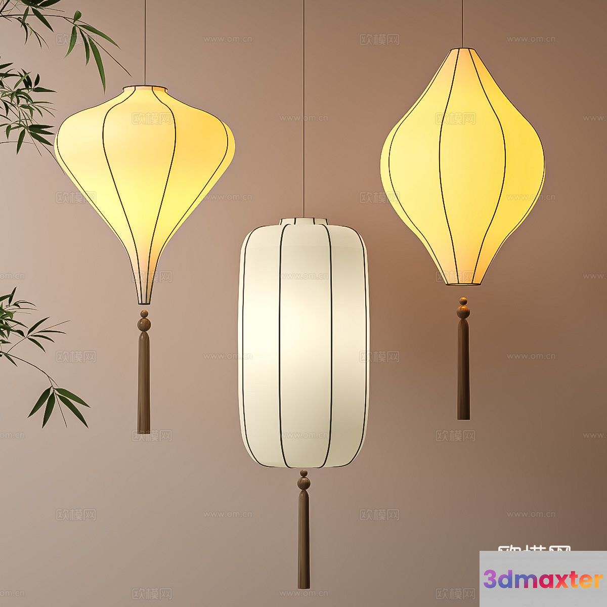 Asian-Style Hanging Lanterns 3D Model - 9187 - VRAY Render
